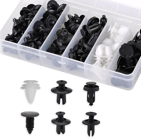 Push Rivet Bumper Clips, 6 Types, 100 pcs, Push Plastic Rivet Clip, Plastic Rivet Set, Mixed Zipper, Push Type, For Fixing, Storage Box Included, For Yota, Honda, NISSAN (Nissan), Suzuki, Mazda,