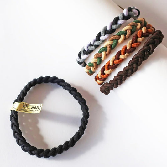 He-g40set Hair Elastic Color Patented Durable Rubber Charmy Braid Simple Colorful Set of 5 (Basic Set)