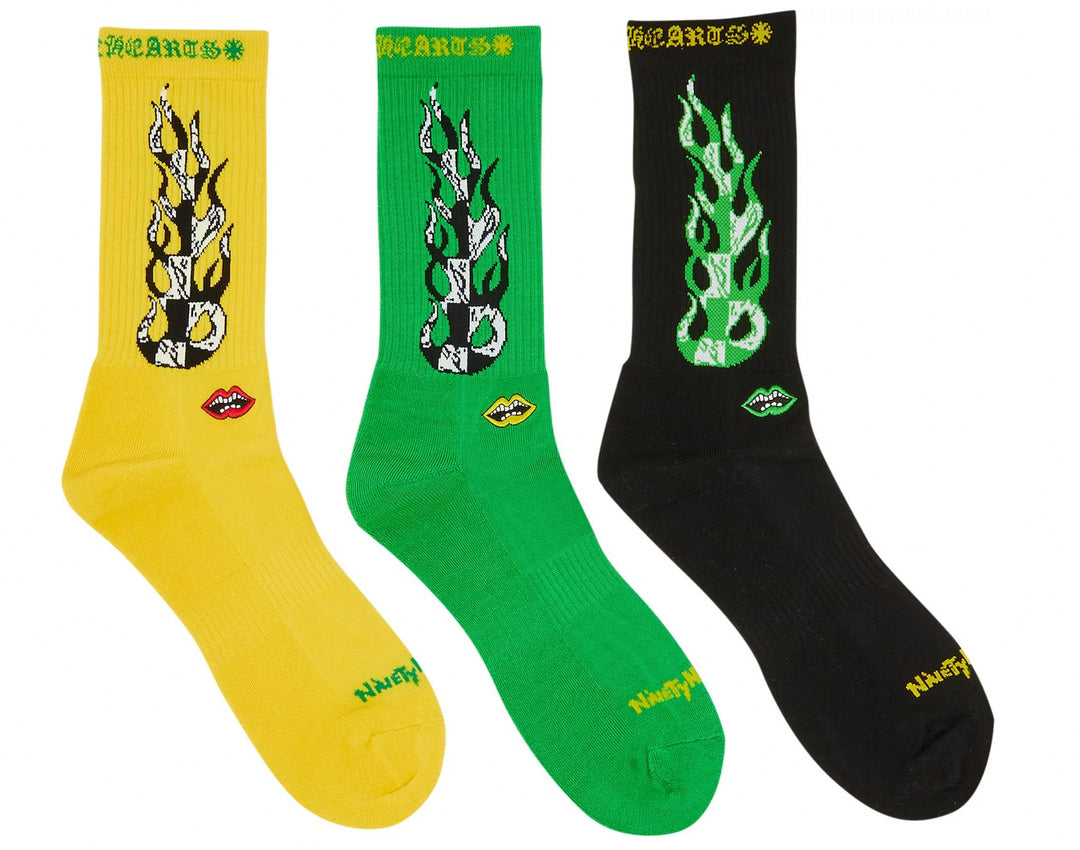 CHROME HEARTS 'MATTY BOY FLAME' 3 PACK SOCKS