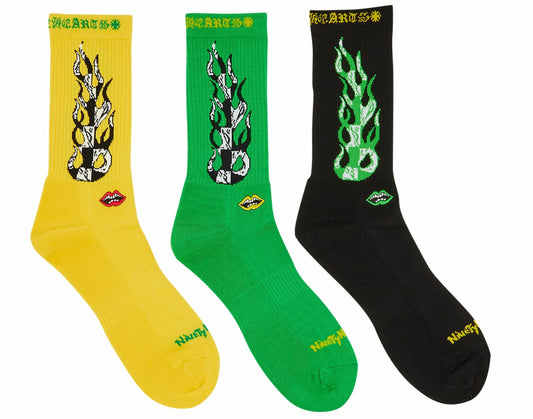 CHROME HEARTS 'MATTY BOY FLAME' 3 PACK SOCKS