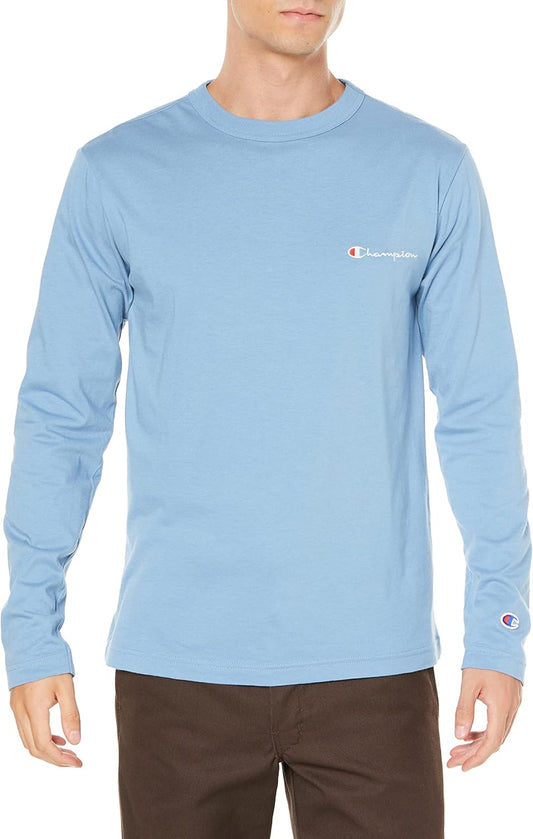 [Champion] ロングTシャツ 長袖 丸首 綿100% 刺繍 スクリプトロゴ ロングスリーブTシャツ ベーシック C8-W420Z メンズ