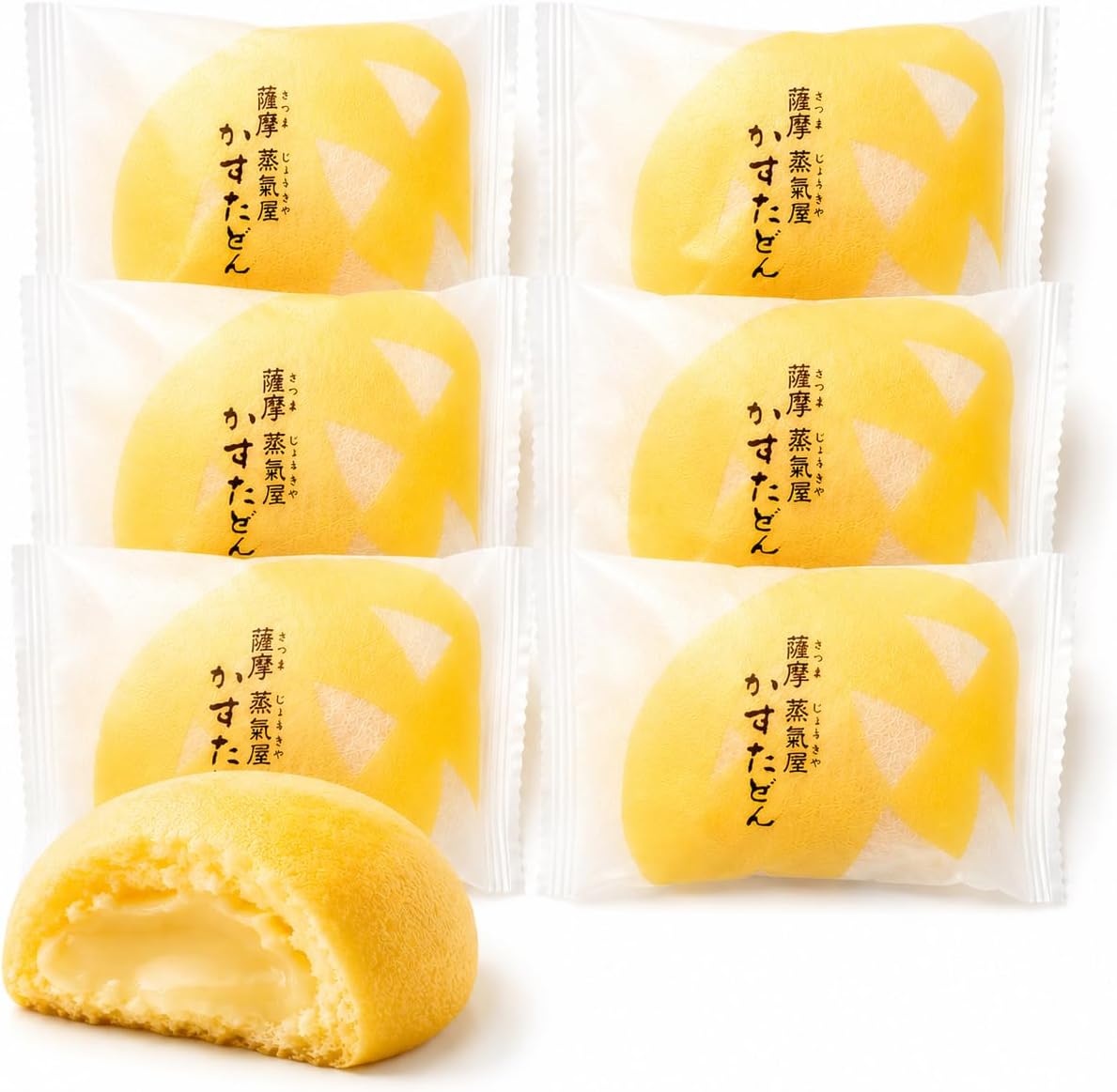 【Satsuma Steam House】Kasutadon Individual Packs 6 Pieces, Kagoshima, Home Use, Steamed Sweets, Custard, Individually Wrapped ※Room Temperature Delivery, Post Drop
