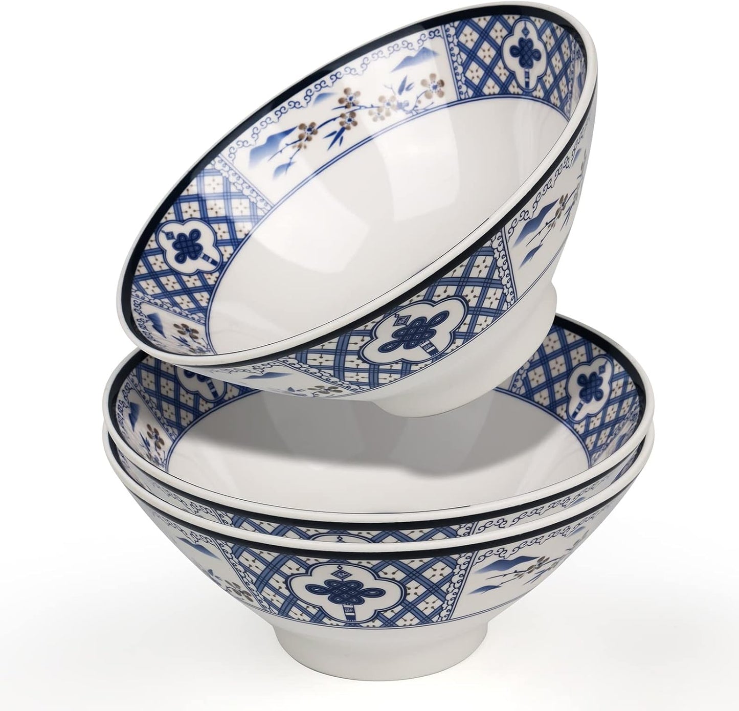 Japanese Ramen Bowl, Instant Ramen Bowl, For Udon, Buckwheat & Noodles, Breakfast, Melamine Material, Soup Bowl, Melamine Ramen Bowl, Plastic Ramen Bowl, Soup Bowl (Color: 3 sets/White, Size: 9 inches)