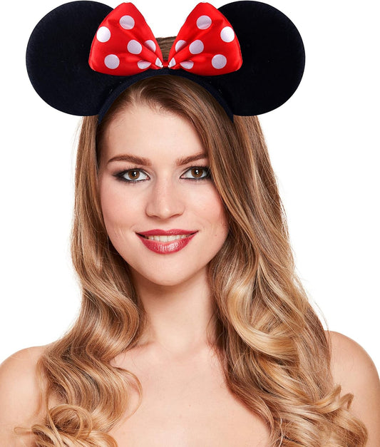 Top Brand Cosmetics Headband with Black Minnie Ears and Red Bow - One Size