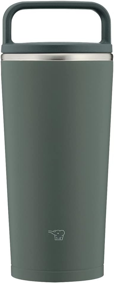 Zojirushi SX-JA30-HM Water Bottle, Lid-Attached Tumbler, Carry Tumbler, Portable, Seamless Seal, Handle Type, 300ml, Forest Gray, Integrated Lid and Gasket, Easy to Clean, Only 2 Parts to Wash