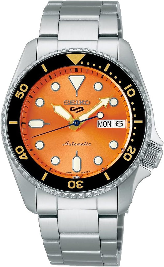 Seiko SRPK35K1 Men's Wristwatch, Automatic (Hand Winding), Overseas Model, SKX, Boy Size, Orange, orange/grey, Automatic watch
