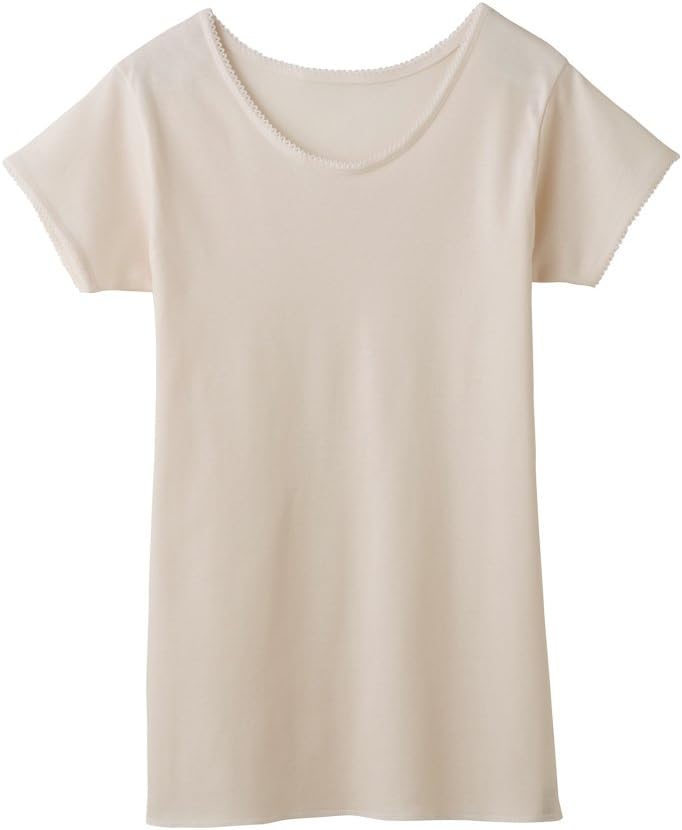 Gunze KQ5051 Women's Inner Shirt, Comfortable Workshop, Round Neck, 3/4 Sleeve Sleeper, 100% Cotton, Made in Japan