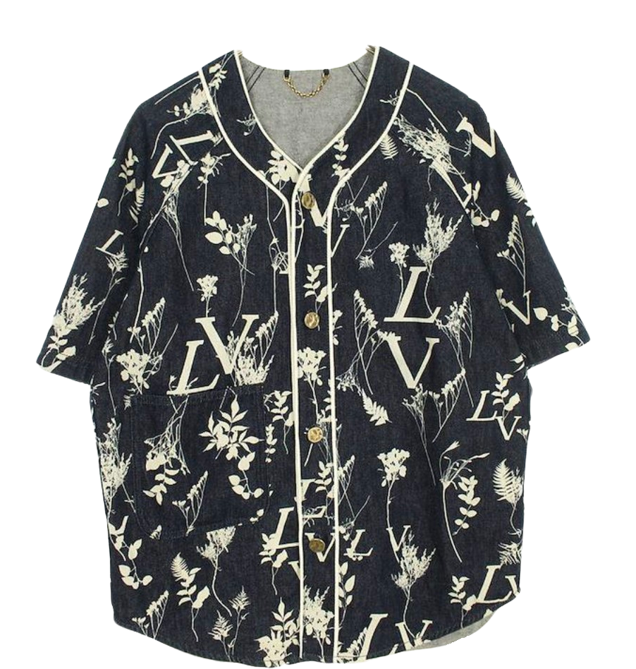 LOUIS VUITTON 'LEAF' DENIM SHORT SLEEVE SHIRT