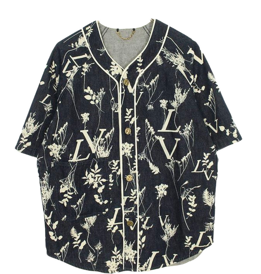 LOUIS VUITTON 'LEAF' DENIM SHORT SLEEVE SHIRT