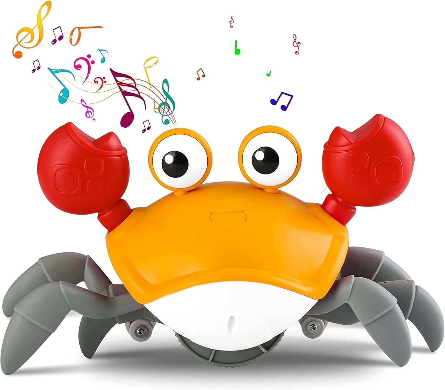 Moving Crab Toy for Kids, Crawling Musical Crab, Simulation Crab Toy, Automatically Avoids Obstacles, Interactive Learning and Development Toy, LED Lights, USB-Rechargeable Educational Toy