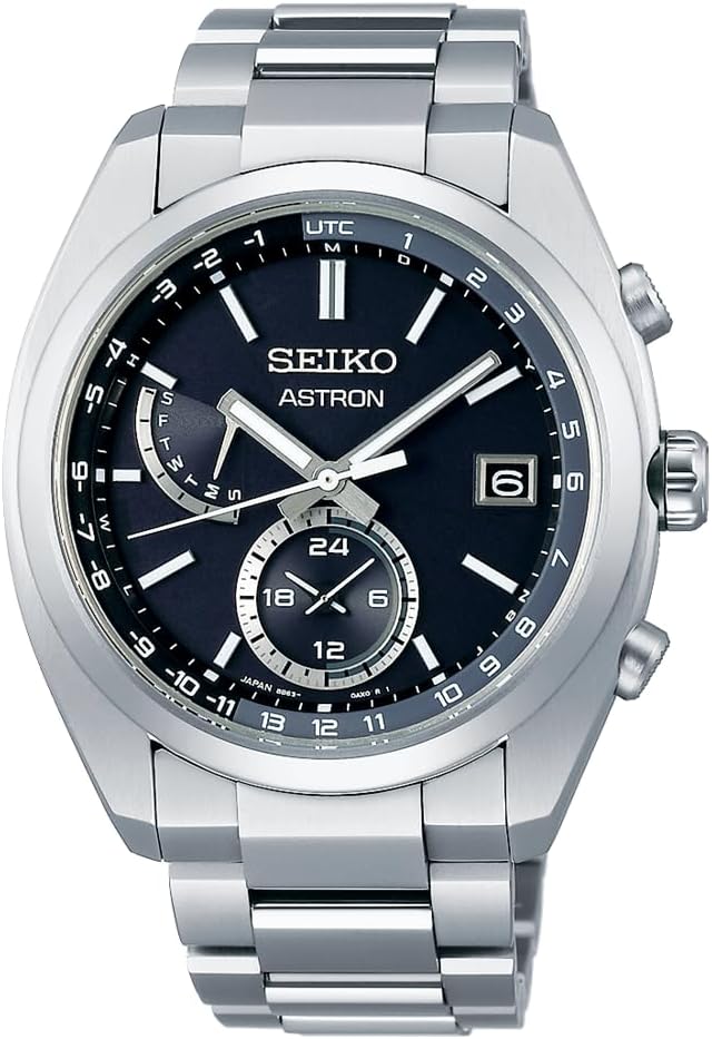 Seiko Watch Astron Original Solar World Time Wristwatch, silver/black, 1 piece, Standard Series