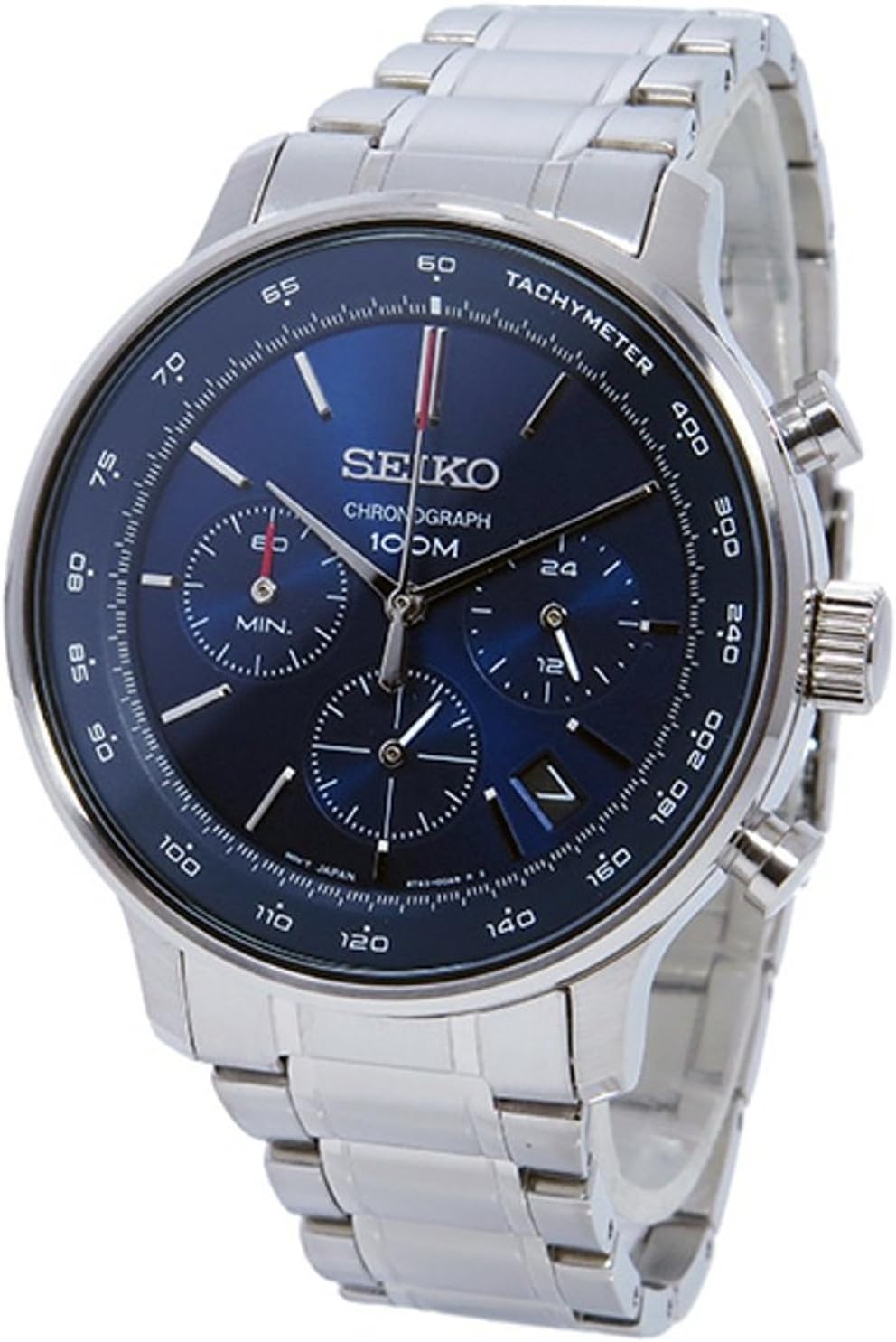 Seiko SSB163P1 Men's Blue Chronograph 328.4 ft (100 m) Waterproof Watch with Manufacturer's Genuine Box, Bracelet Type