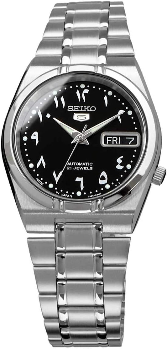 Seiko Men's SNK063J5 Seiko 5 SEIKO5 Automatic Watch, Black, Silver, Bracelet Type