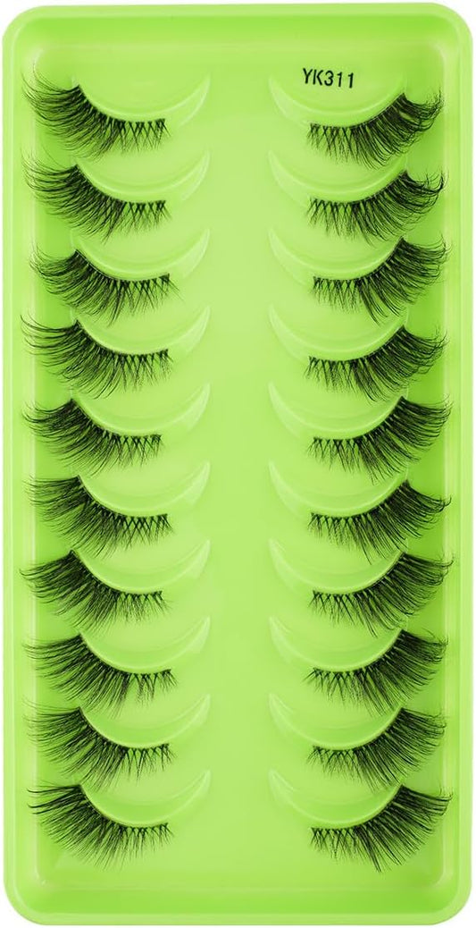YK 10ペア つけまつげ フェイクミンク アイラッシュ 柔らかく 手作り 舞台用 日常化粧 ショット まつげ (YK311)