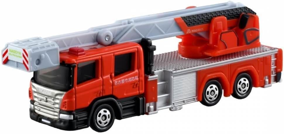 Takara Tomy Tomica Long Type Tomica No. 145 Nagoya City Fire Department 30m-class Advanced Articulated Ladder Truck, Mini Car, Toy, Ages 3 and Up, Boxed, Toy Safety Standard ST Mark Certified Tomica