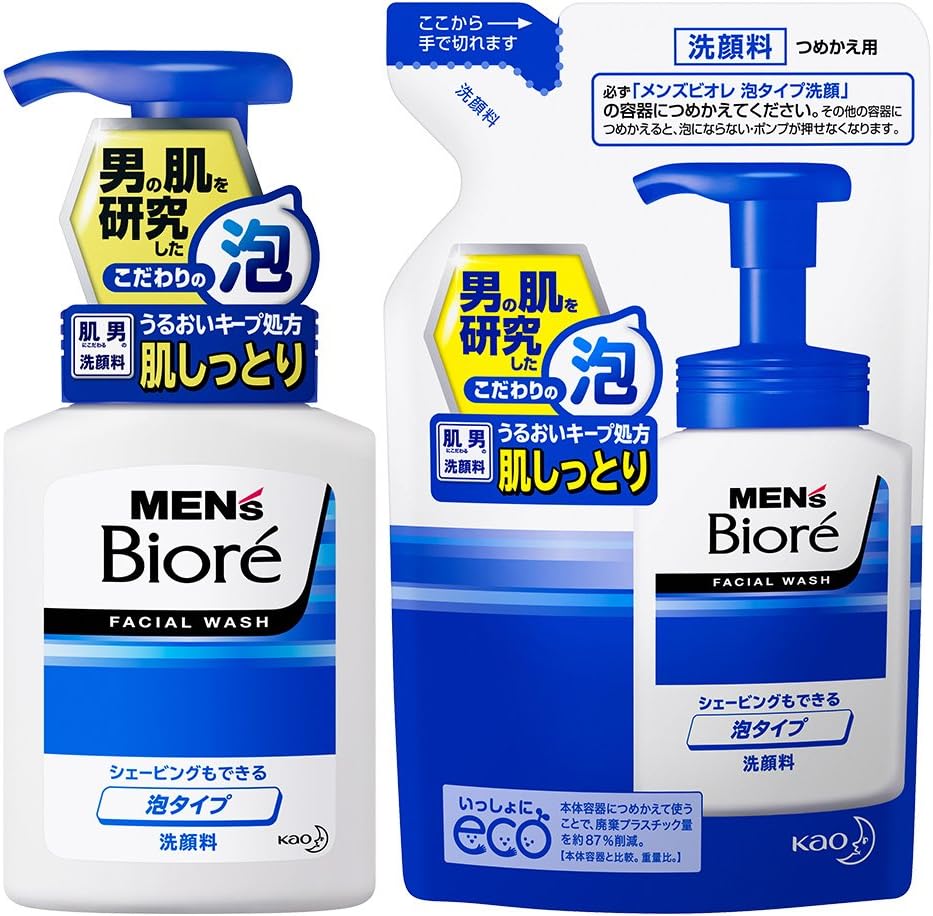 (Bulk Purchase) Men's Biore Foaming Face Wash 5.1 fl oz (150 ml) + Refill 4.6 fl oz (130 ml)