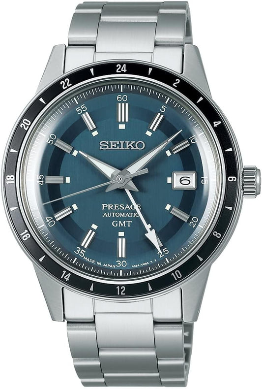 Seiko Watch PRESAGE Style 60's Mechanical Men's, Model: GMT / Case: Silver / Dial: Blue Gray, GMT Model