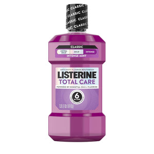Listerine Total Care - Enjuague bucal anticaries con flúor, 6 beneficios en 1 enjuague oral ayuda a matar el 99% de los gérmenes del mal aliento, previene caries, fortalece los dientes, aceptado por