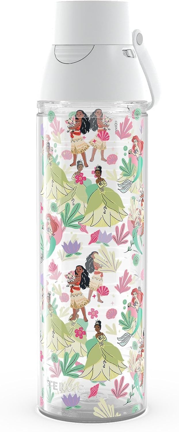 Tervis Venture Lite Disney - Vaso aislado de doble pared hecho en Estados Unidos, diseño Princess Paradise, mantiene las bebidas frías y calientes, botella para agua, 24 onzas, clásico
