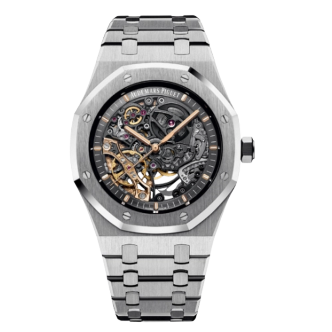 AUDEMARS PIGUET ROYAL OAK 15407ST SKELETON STAINLESS STEEL OPENWORKED DIAL WATCH 2016