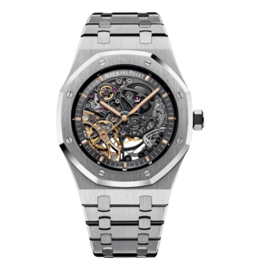 AUDEMARS PIGUET ROYAL OAK 15407ST SKELETON STAINLESS STEEL OPENWORKED DIAL WATCH 2016
