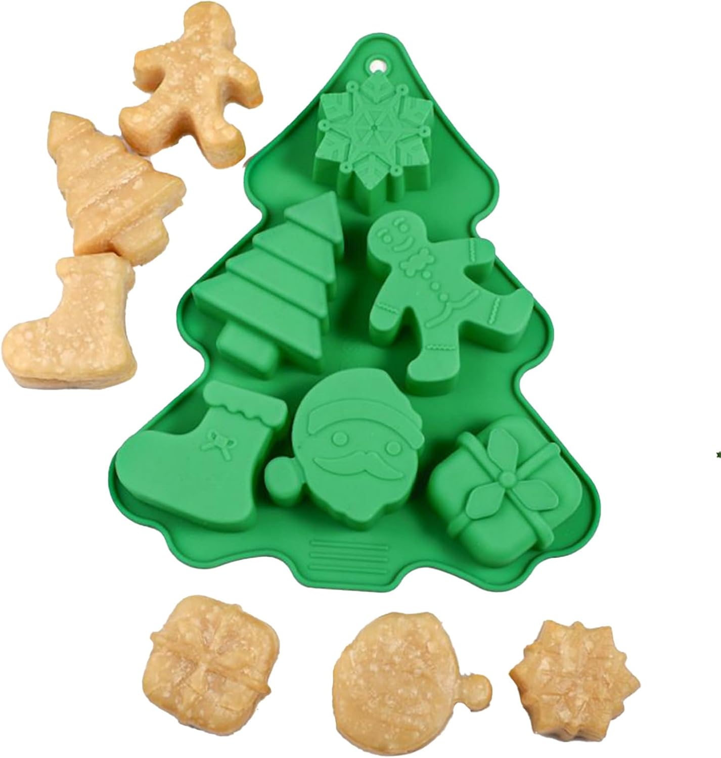 クリスマスキャンディ型 - 6穴シリコン製ベーキングツール,立体ケーキ用スノーフレーク・ツリー・サンタ型 - パン菓子 チョコレート クッキー フォンダン カップケーキ トッパー ムース キャンドル エポキシ樹脂 キッチン用