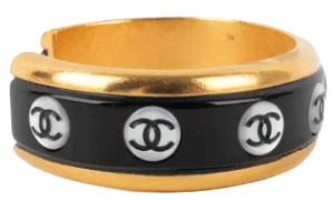CHANEL 'GOLD PLATED' MOTHER OF PEARL VINTAGE 1998 CUFF BRACELET