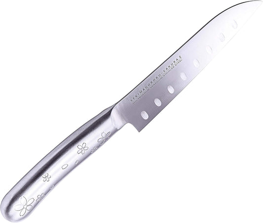 KAI Santoku Knife, Silver, Blade Length: Approx. 5.9 inches (15 cm), Seki Magoroku - Sakura All Stainless Steel Knife 2, 213935
