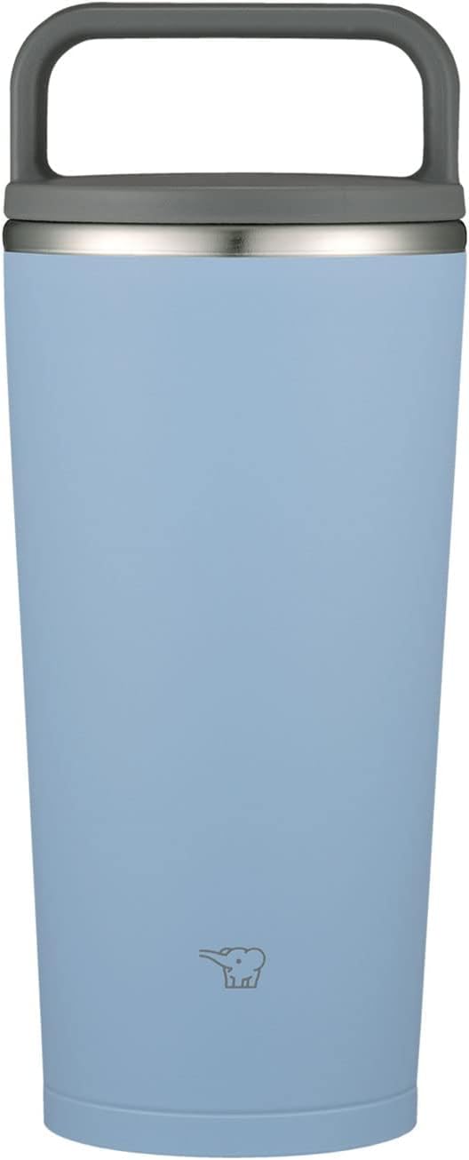 Zojirushi SX-JA30-AM Water Bottle with Lid, Carrying Tumbler, Portable, Seamless Stopper, Handle Type, 10.1 fl oz (300 ml), Fog Blue, Integrated Lid and Gasket, Easy to Clean, Only 2 Parts to Wash