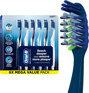 Oral-B Pro Clean Cross Action - Cepillos de dientes, eliminación profunda de placa, 6 unidades