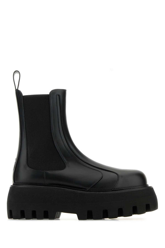 Alexander Mcqueen アレクサンダーマックイーンブラックレザーチェルシーソファアンクルブーツ - Image 1