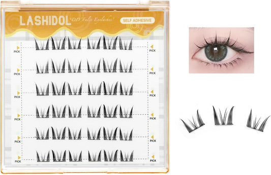 LASHIDOL Partial False Eyelashes, No Glue Needed, Instant Pita Eyelashes, For Parts, False Eyelashes, Glued Eyelashes, Glued Eyelashes, Glueless False Eyelashes, Segmented Self Adhesive Eyelashes