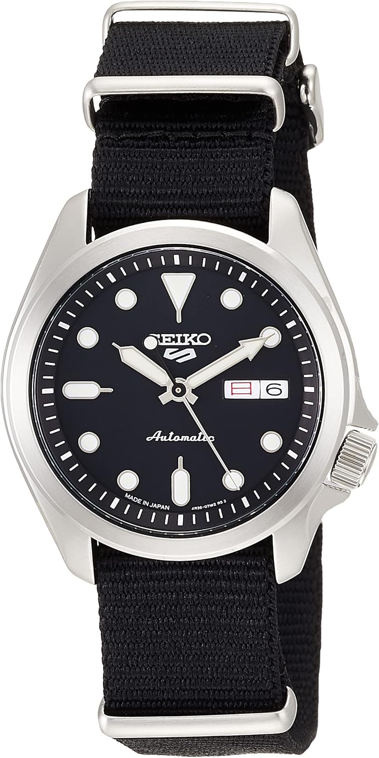 Seiko SBSA057 Men's Watch, Five Sports, Solid Boy Sports Style, Black, Silver