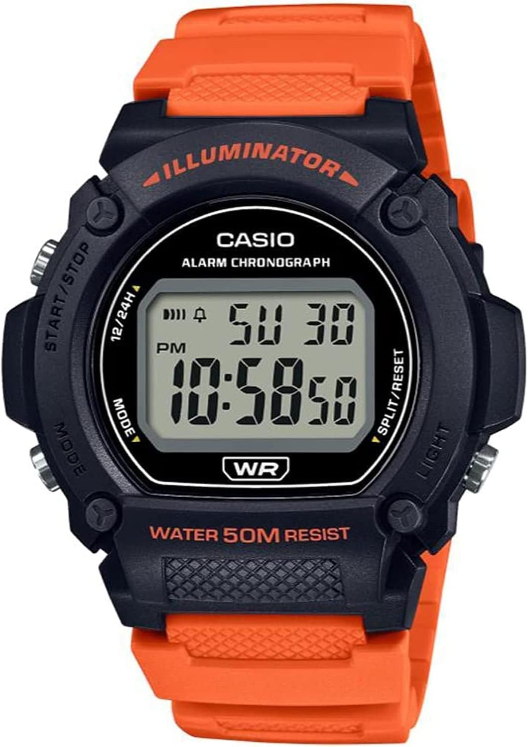 Casio W-219 Series Standard Digital Watch, Men's Chippukashi, Overseas Model, Orange W-219H-4AV, Sporty