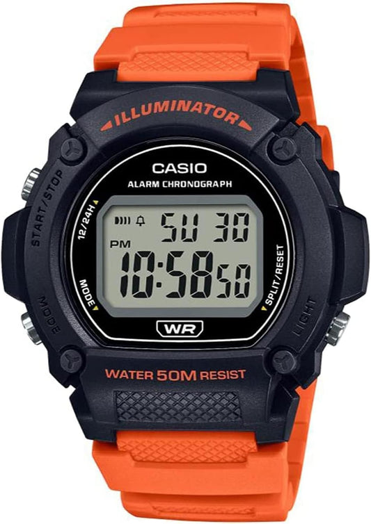 Casio W-219 Series Standard Digital Watch, Men's Chippukashi, Overseas Model, Orange W-219H-4AV, Sporty