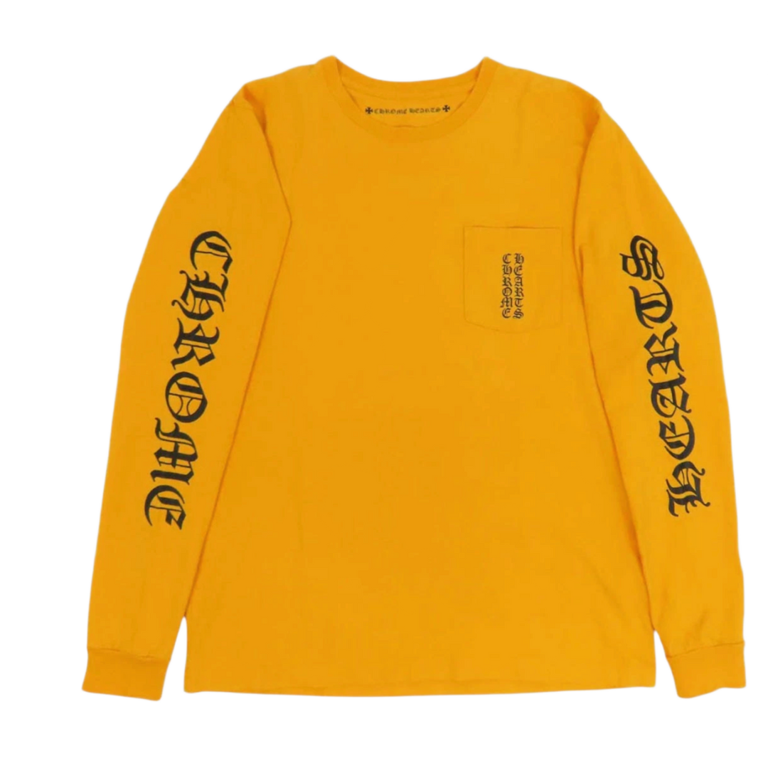 CHROME HEARTS 'YELLOW' VERTICAL LOGO LONGSLEEVE TEE