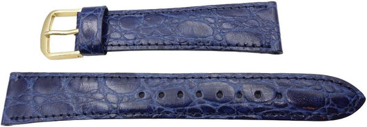 Seiko DE91 Watch Band, 0.7 inches (18 mm), Cowhide Crocodile Embossed Blue, Men's
