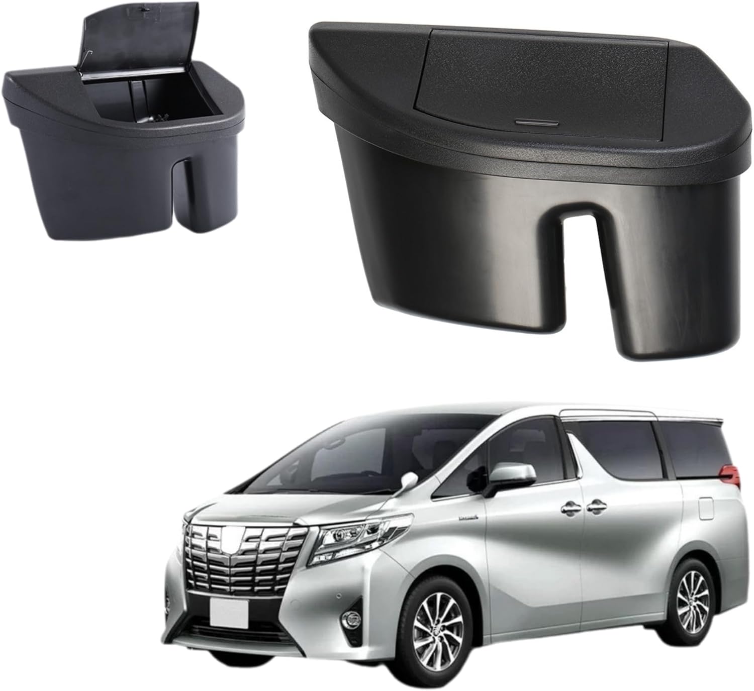Compatible with Alphard Vellfire 30 Series, Early and Late Periods Accessories, Front Door Trash Can Storage Box, Interior Parts, Dedicated Goods, Black, 1 Piece (For Driver Seat)