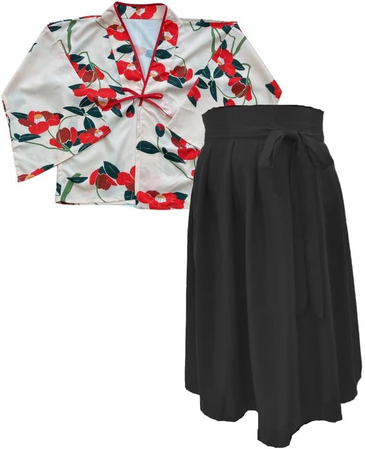 Women's Hakama Set, Taisho Romantic Style, Pleated Skirt, Floral Pattern, Kimono Dress, Cosplay, Costume, Flowers, Showa Retro Kimono, Yukata, Graduation Ceremony, School Festival, Cultural