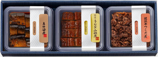 Ayu no Shop Kimura Tsukudani Omi Beef Tsukudani Wakasagi Ayu Simmered Whole Fish Fillets 3-piece Assortment Gift Japanese Cuisine Side Dish Popular Set / 3TS