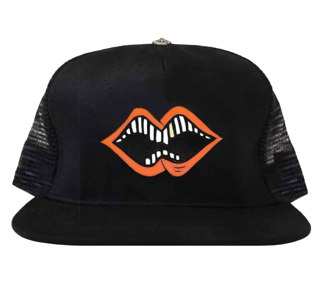 CHROME HEARTS 'ORANGE CHOMPER' LEATHER PATCH HAT
