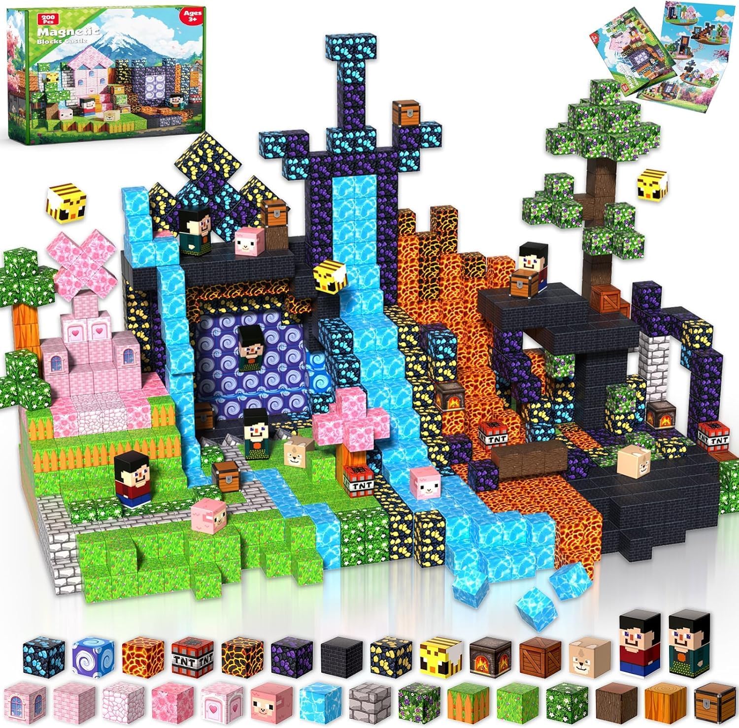 200 Pcs Magnetic Blocks, Magnetic Blocks, Toys for Kids, Educational Toys, Magnetic Blocks, Magnets for Boys and Girls, Toys, Birthday Gift, Christmas Gift, Gift