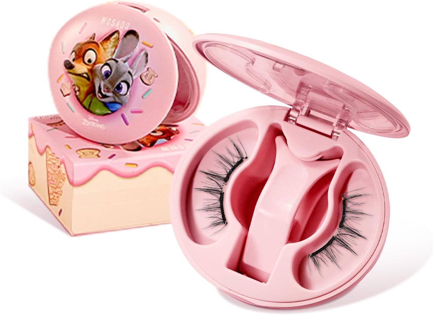 WOSADO (Official Store) X Disney's Zootopia Series Integrated Magnetic False Eyelashes, No.14 Fog Black, Magnetic False Eyelashes, No Glue Required, Disney, Fluffy, No Makeup Feel, Reusable, Suitable