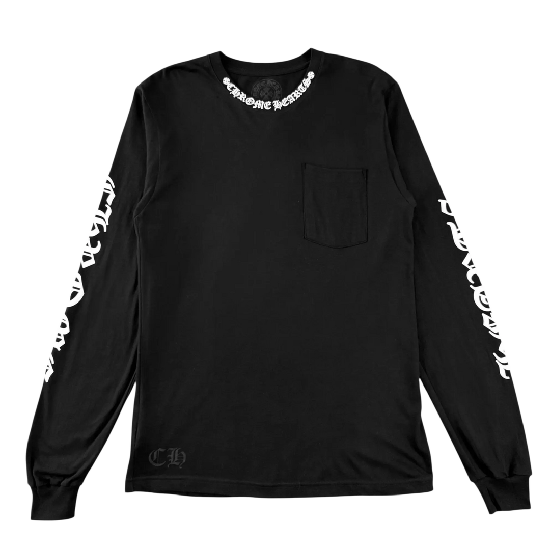 CHROME HEARTS 'NECK LOGO' BLACK LONGSLEEVE POCKET TEE