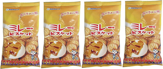 Nomura Senzu Processing Shop Millet Biscuits, Caramel Flavor, 4.0 oz (110 g) x 4 Bags, Domestically Produced in Kochi Prefecture Souvenir