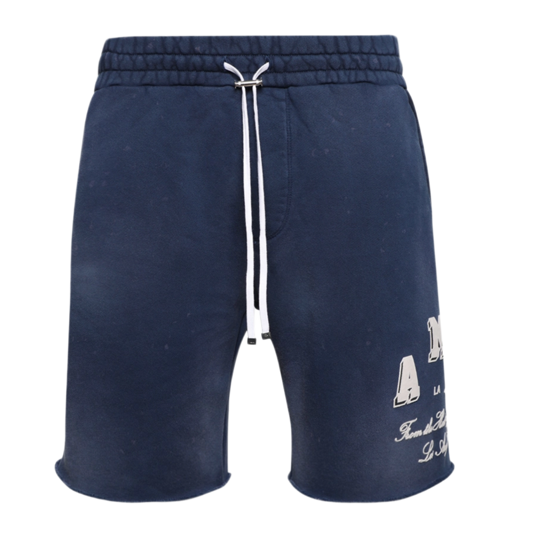 AMIRI 'BLUE & WHITE' COLLEGIATE LOGO SWEAT SHORTS