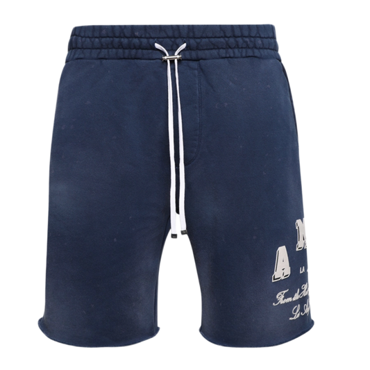 AMIRI 'BLUE & WHITE' COLLEGIATE LOGO SWEAT SHORTS