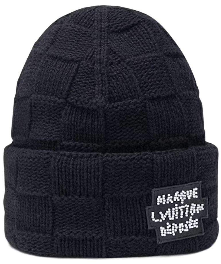 LOUIS VUITTON 'DAMIER PEARLS' BLACK BEANIE