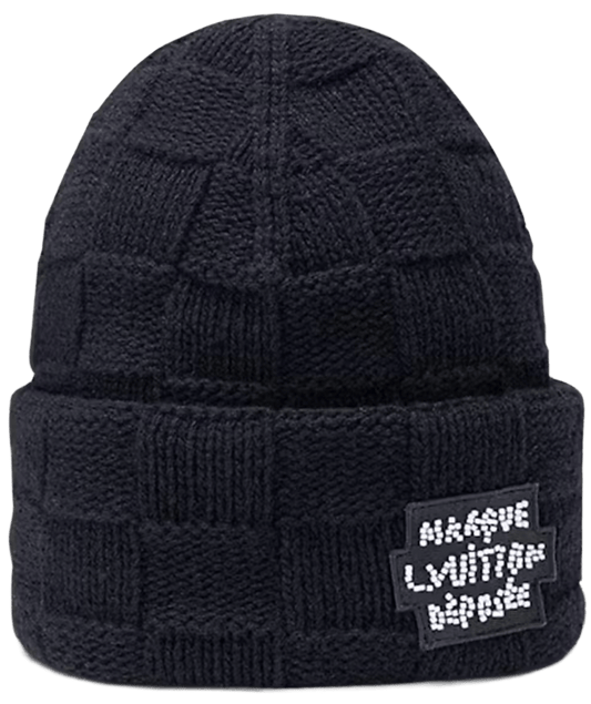 LOUIS VUITTON 'DAMIER PEARLS' BLACK BEANIE