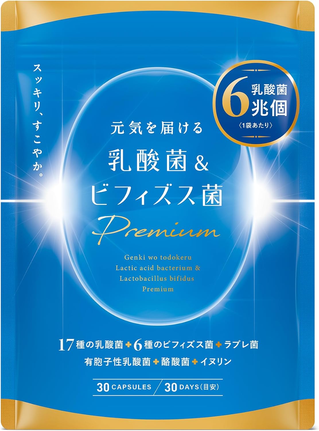 Invigorating Lactic Acid Bacteria & Bifidobacterium Premium Lactic Acid Bacteria 17 Types Bifidobacterium 6 Trillion Bacteria Lactobacillus Inulin, Nutukinase Oligosaccharide (2 Bags)